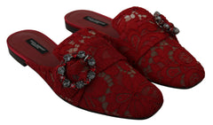 Dolce & Gabbana Rote Spitze Kristall Plateau-Sandalen