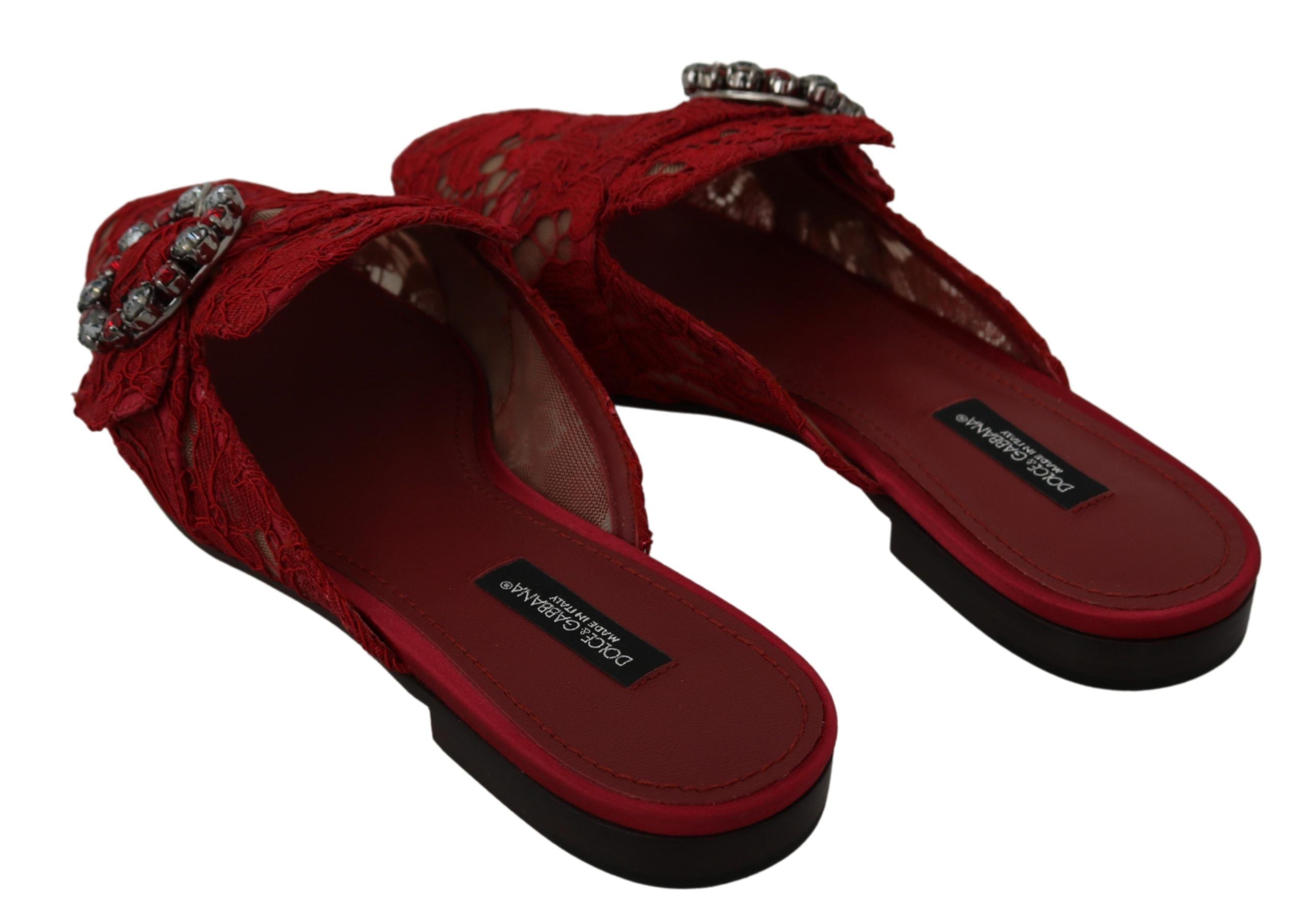 Dolce & Gabbana Rote Spitze Kristall Plateau-Sandalen