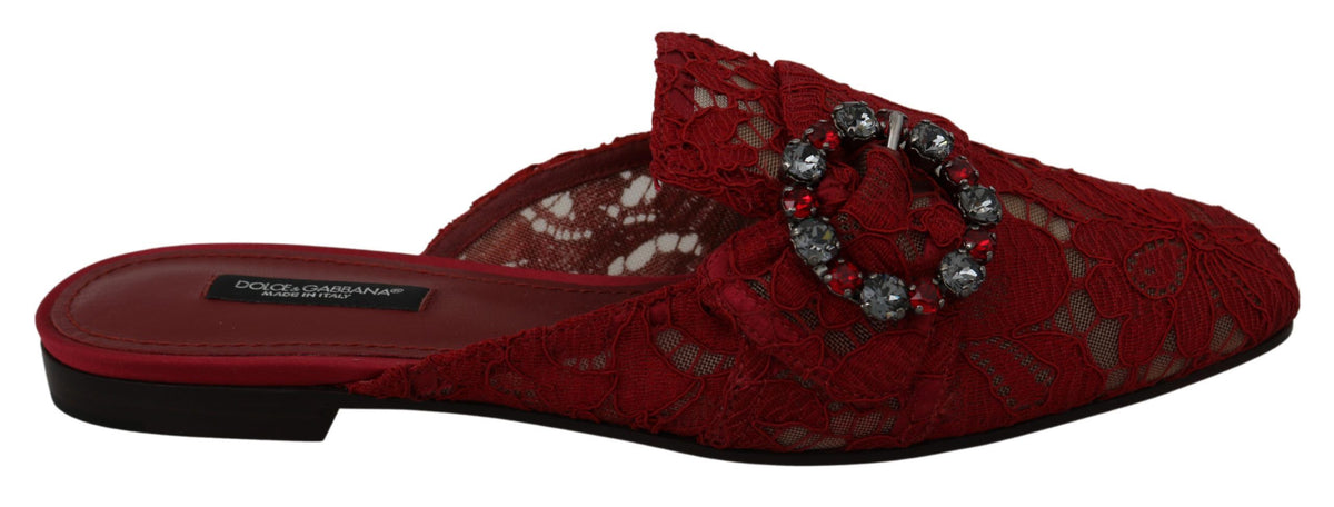 Dolce & Gabbana Rote Spitze Kristall Plateau-Sandalen