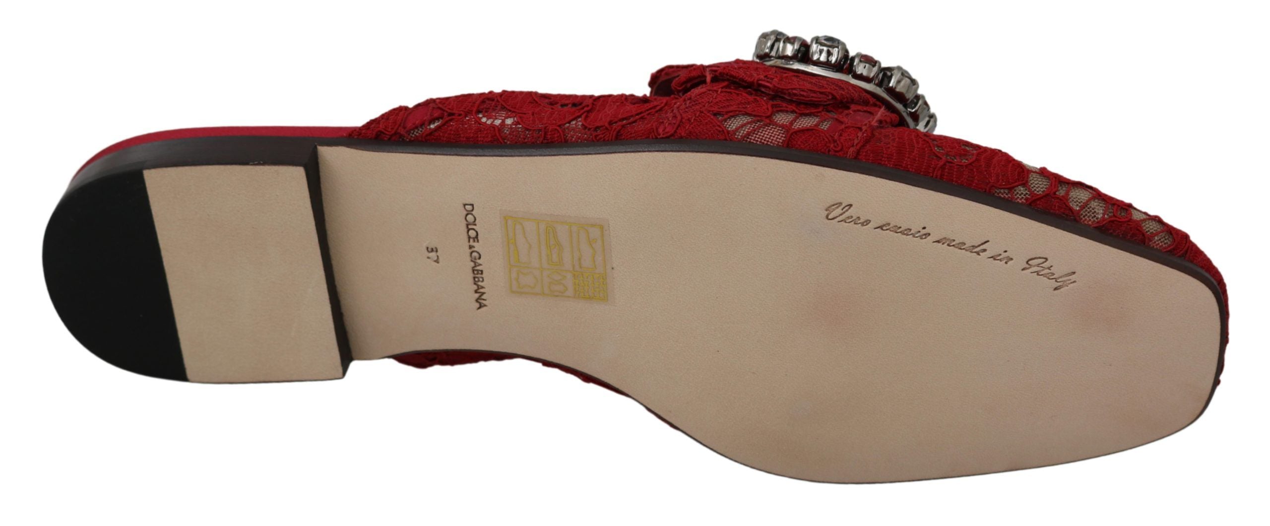 Dolce & Gabbana Rote Spitze Kristall Plateau-Sandalen