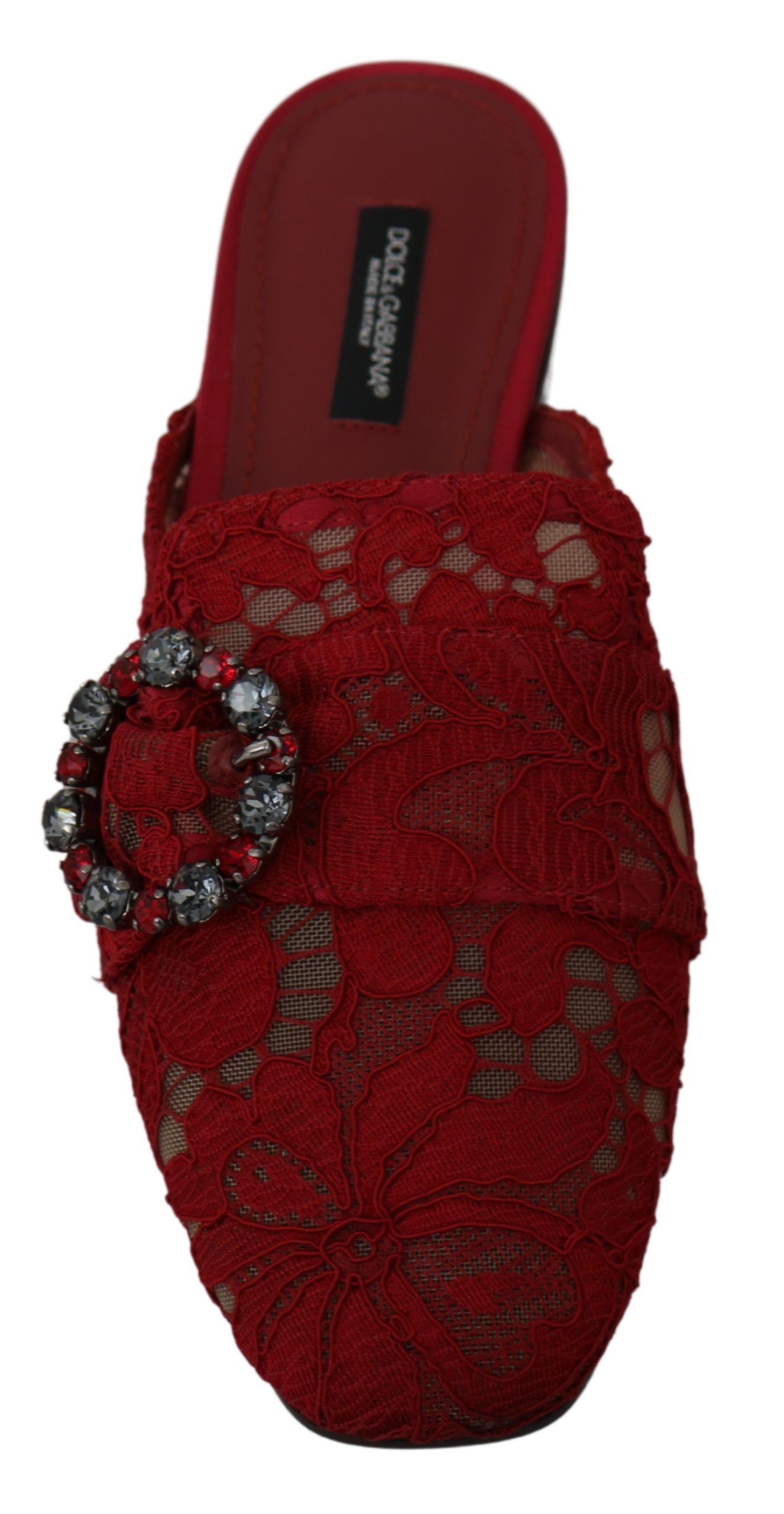 Dolce & Gabbana Rote Spitze Kristall Plateau-Sandalen