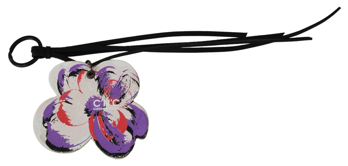 Costume National weißer Leder-Schmetterlingslogo-Schlüsselanhänger C'N'C Keychain