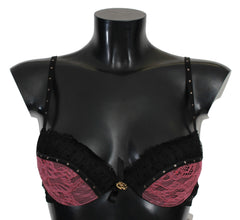 Roberto Cavalli Schwarz Rosa Spitze Push-Up BH Unterwäsche