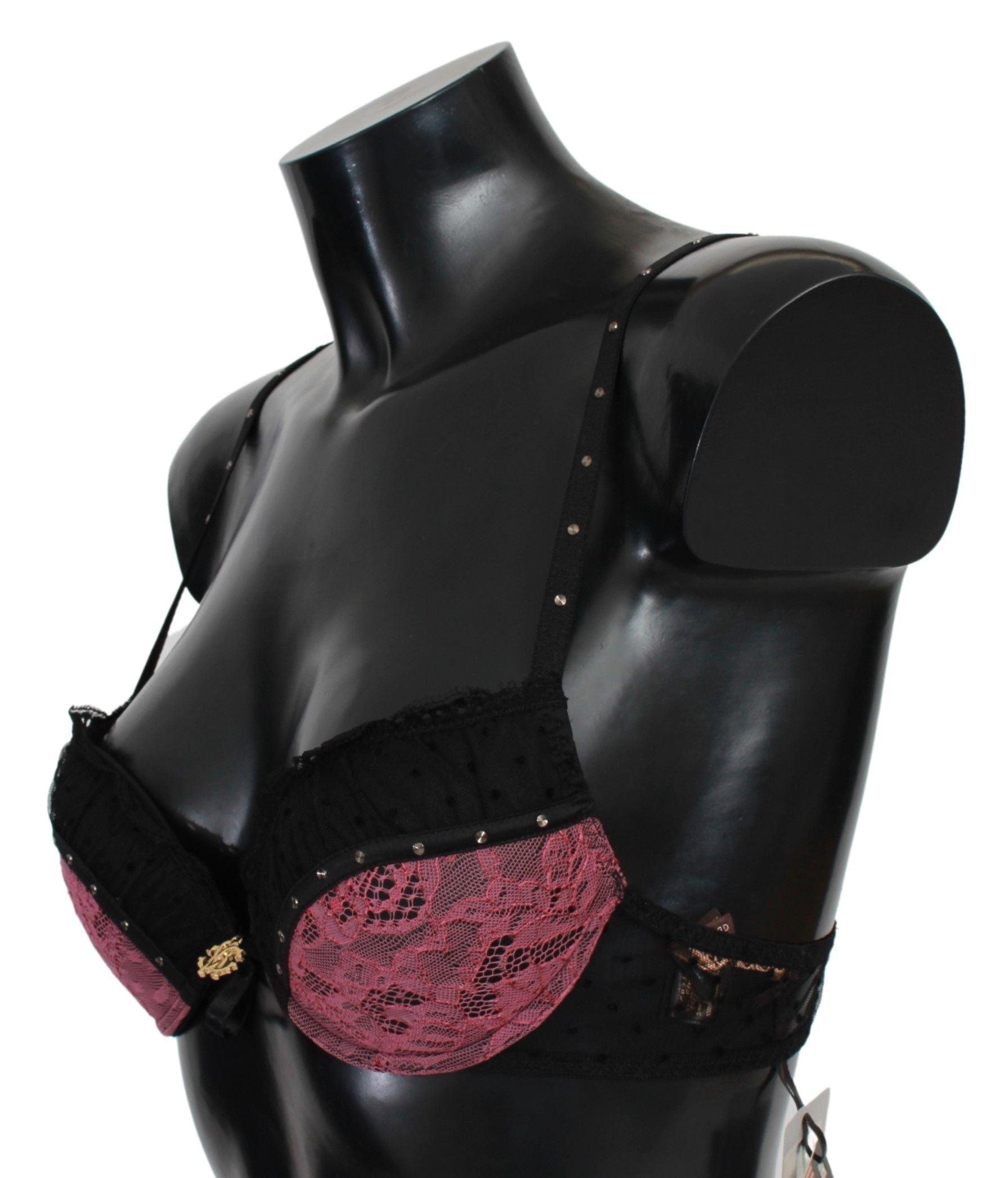 Roberto Cavalli Schwarz Rosa Spitze Push-Up BH Unterwäsche