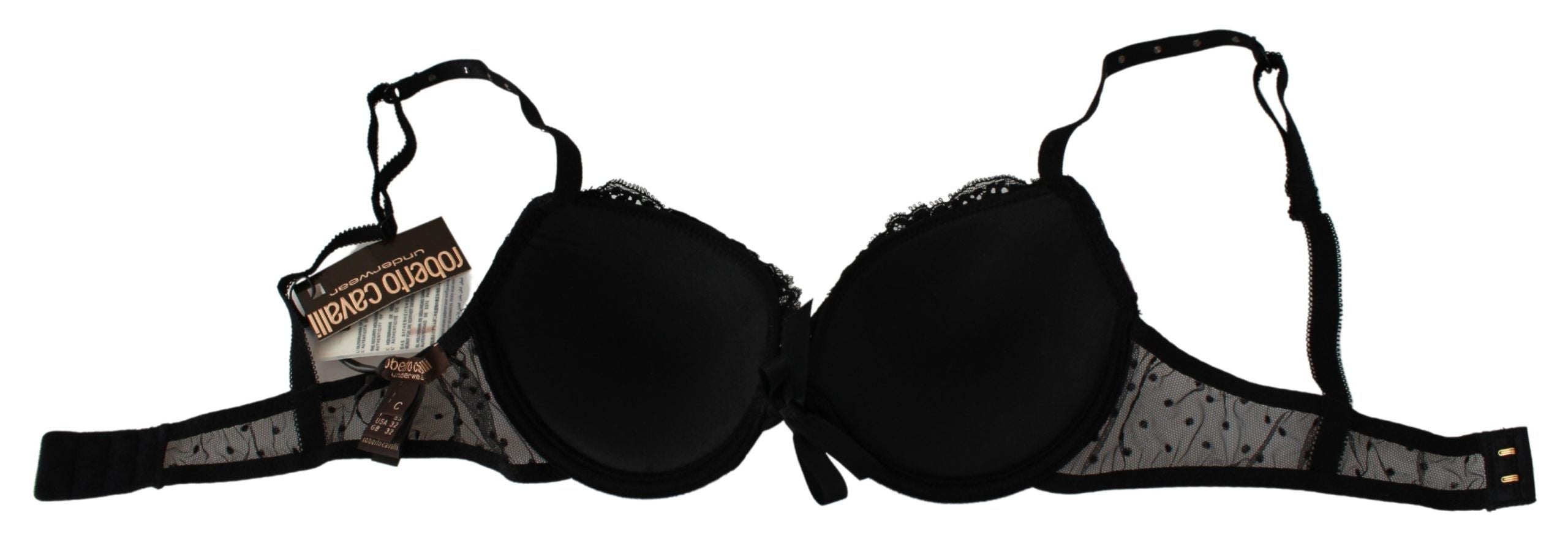 Roberto Cavalli Schwarz Rosa Spitze Push-Up BH Unterwäsche