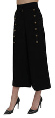 Dolce & Gabbana Schwarze High Waist Cropped-Hose mit weitem Bein