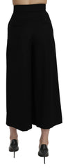 Dolce & Gabbana Schwarze High Waist Cropped-Hose mit weitem Bein