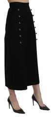Dolce & Gabbana Schwarze High Waist Cropped-Hose mit weitem Bein