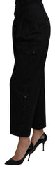 Dolce & Gabbana Schwarze High-Waist Cropped-Hose aus Baumwoll-Stretch