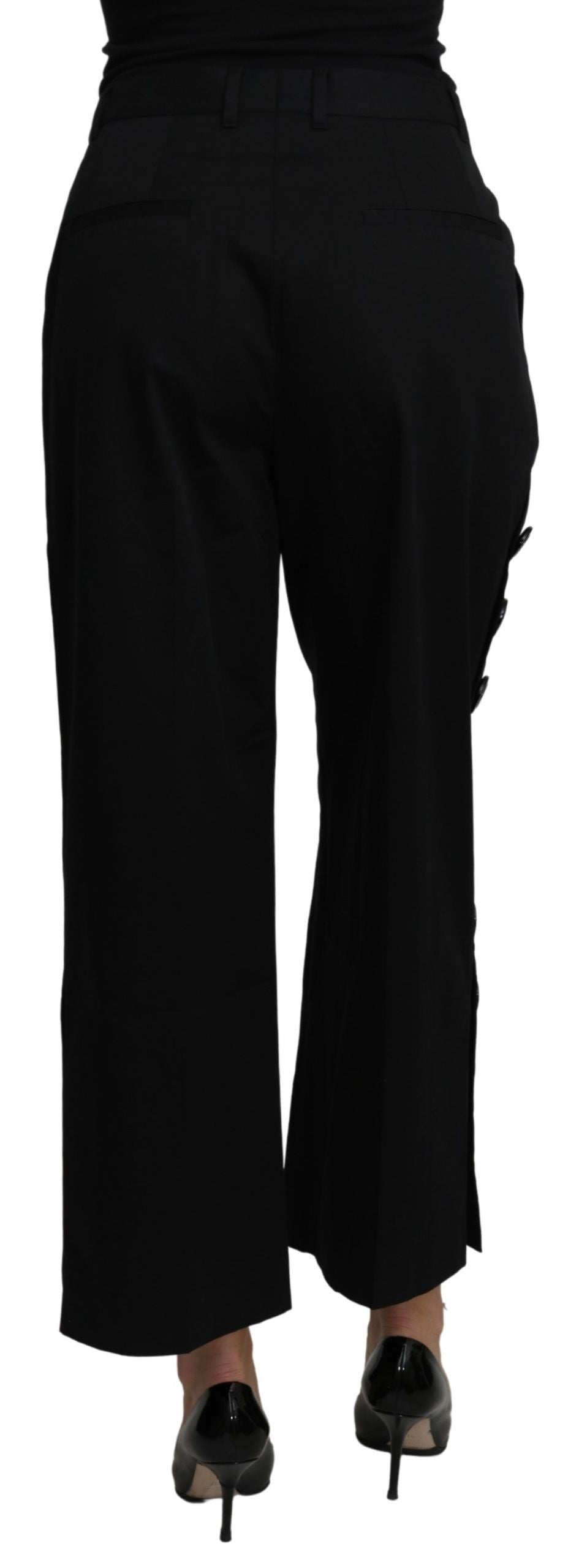 Dolce & Gabbana Schwarze High-Waist Cropped-Hose aus Baumwoll-Stretch