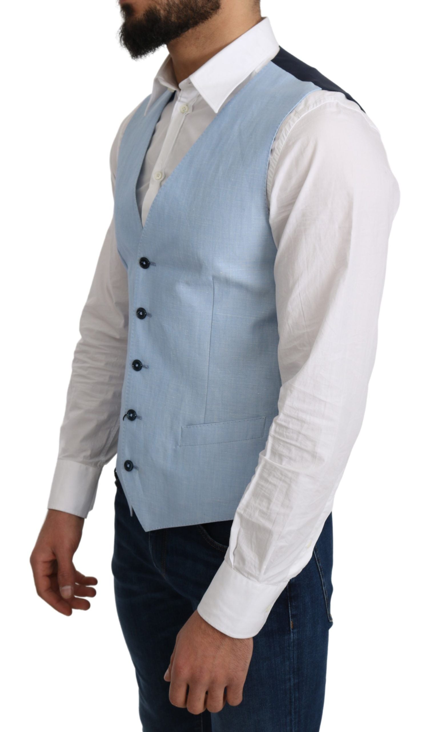 Dolce & Gabbana Blaue Weste aus Viskose Stretch