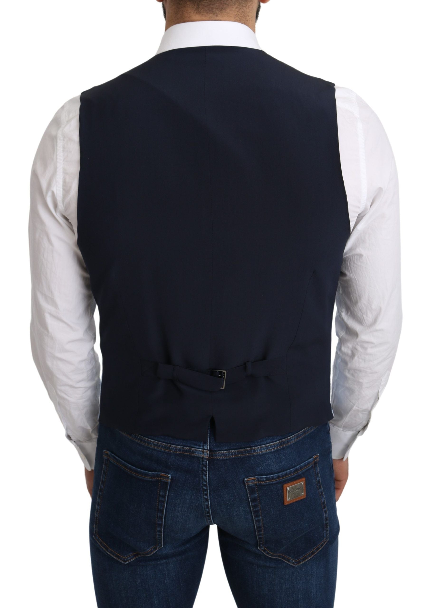 Dolce & Gabbana Blaue Weste aus Viskose Stretch