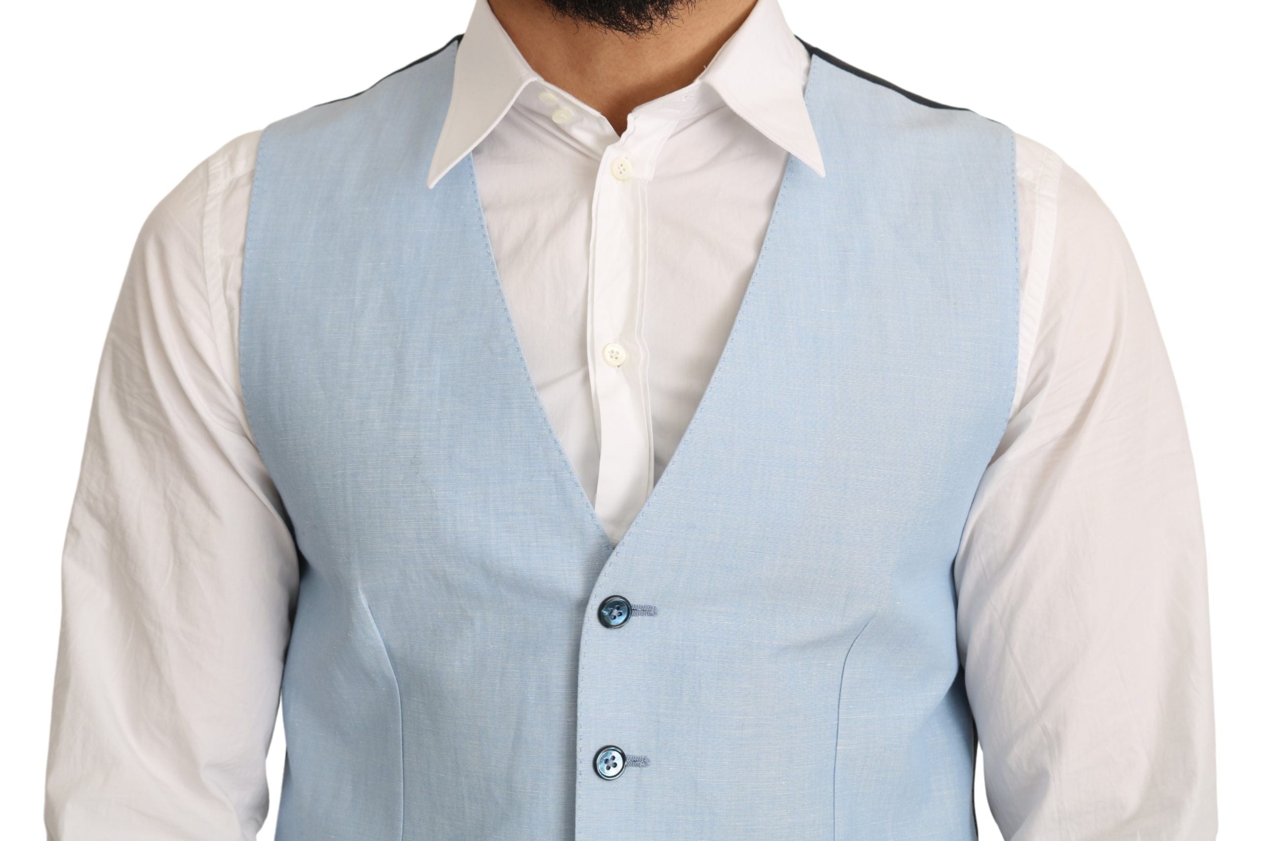 Dolce & Gabbana Blaue Weste aus Viskose Stretch
