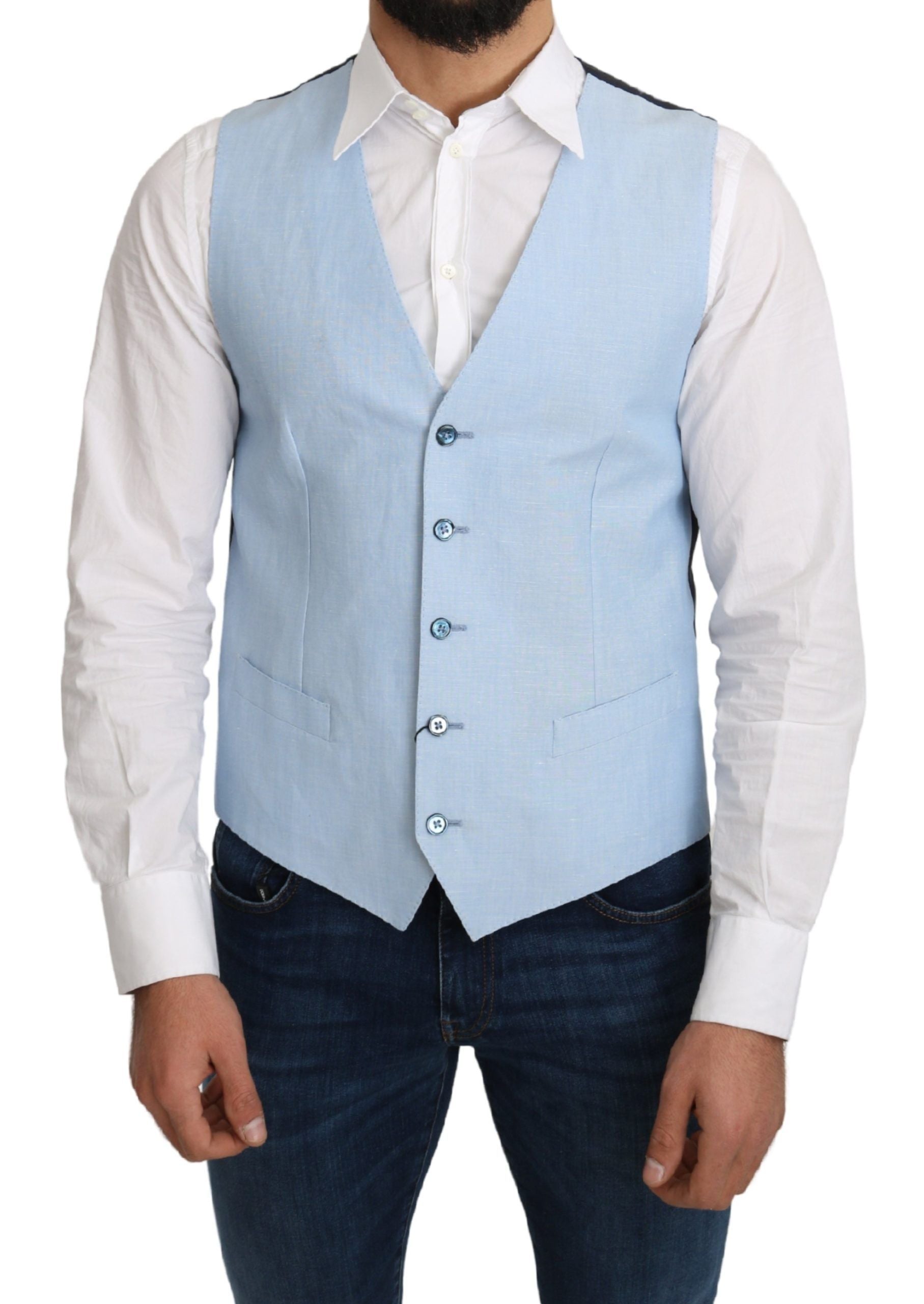 Dolce & Gabbana Blaue Weste aus Viskose Stretch