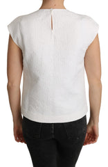 Dolce & Gabbana Weiße Bluse aus geblümtem Brokat Baumwolltop