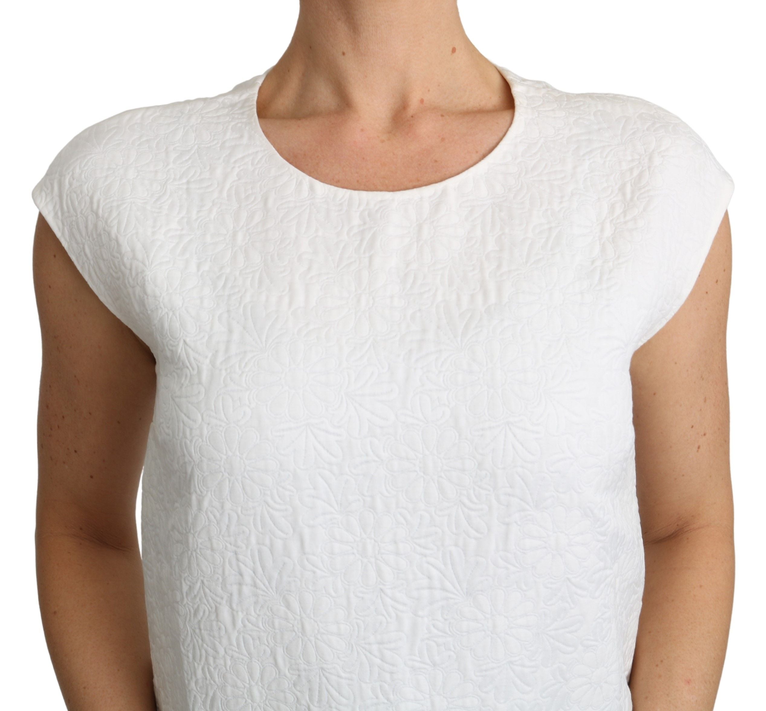 Dolce & Gabbana Weiße Bluse aus geblümtem Brokat Baumwolltop