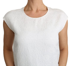 Dolce & Gabbana Weiße Bluse aus geblümtem Brokat Baumwolltop