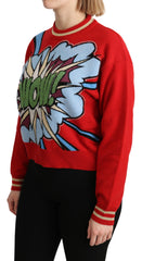 Dolce & Gabbana Roter Kaschmir-Strickpullover mit Cartoon-Motiv