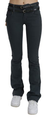 John Galliano Graue Mid Waist Slim Flared Denim Schlaghose