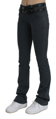 John Galliano Graue Mid Waist Slim Flared Denim Schlaghose