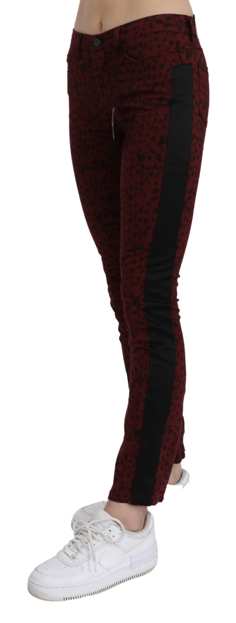Costume National Dunkelrote Mid-Waist Slim-Fit Jeans aus Baumwolle