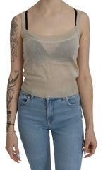 BYBLOS Beige Mouwloze Spaghettibandjes Tank Top Doorzichtig