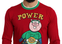 Dolce & Gabbana Roter Pullover aus Wolle und Seide mit Schwein des Jahres