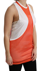 Dsquared² Orange-weißes Rundhals-Tanktop-Kleid ohne Ärmel