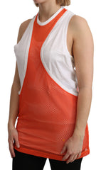 Dsquared² Orange-weißes Rundhals-Tanktop-Kleid ohne Ärmel
