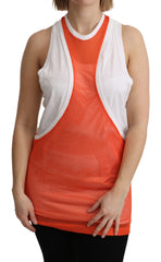 Dsquared² Orange-weißes Rundhals-Tanktop-Kleid ohne Ärmel