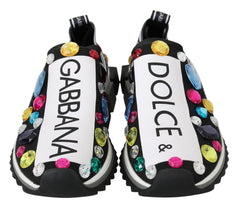 Dolce & Gabbana Schwarze mehrfarbige Kristall-Sneaker-Schuhe
