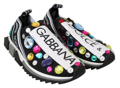 Dolce & Gabbana Schwarze mehrfarbige Kristall-Sneaker-Schuhe
