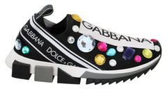 Dolce & Gabbana Schwarze mehrfarbige Kristall-Sneaker-Schuhe