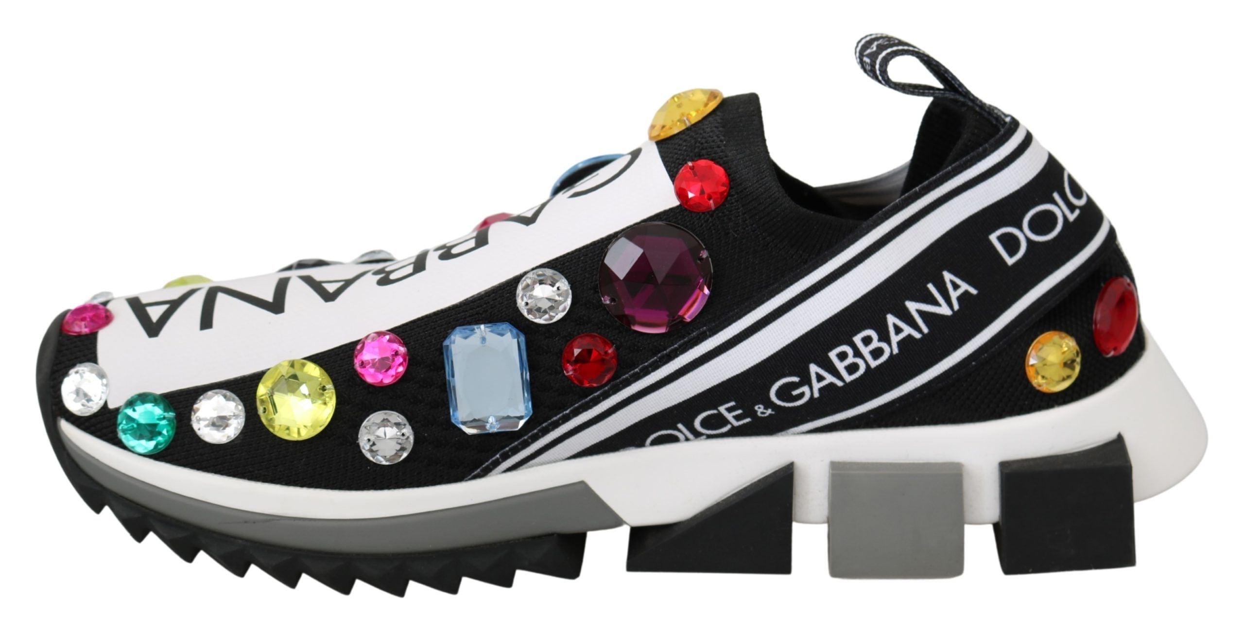 Dolce & Gabbana Schwarze mehrfarbige Kristall-Sneaker-Schuhe