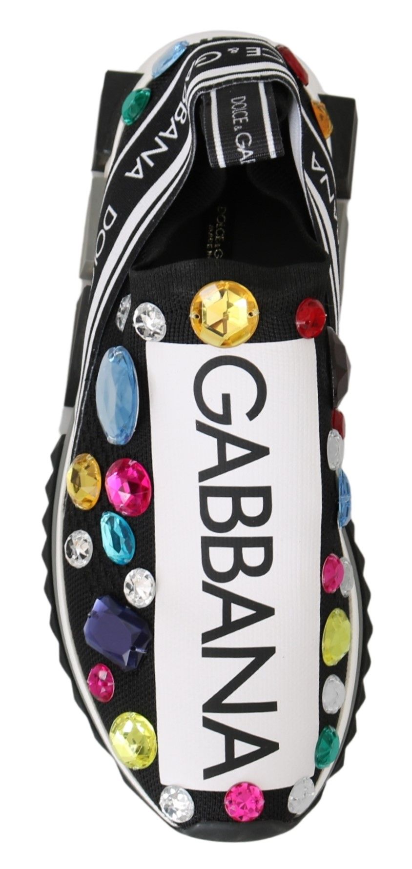 Dolce & Gabbana Schwarze mehrfarbige Kristall-Sneaker-Schuhe