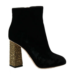 Dolce & Gabbana Schwarze Samt-High-Heels mit Kristallen
