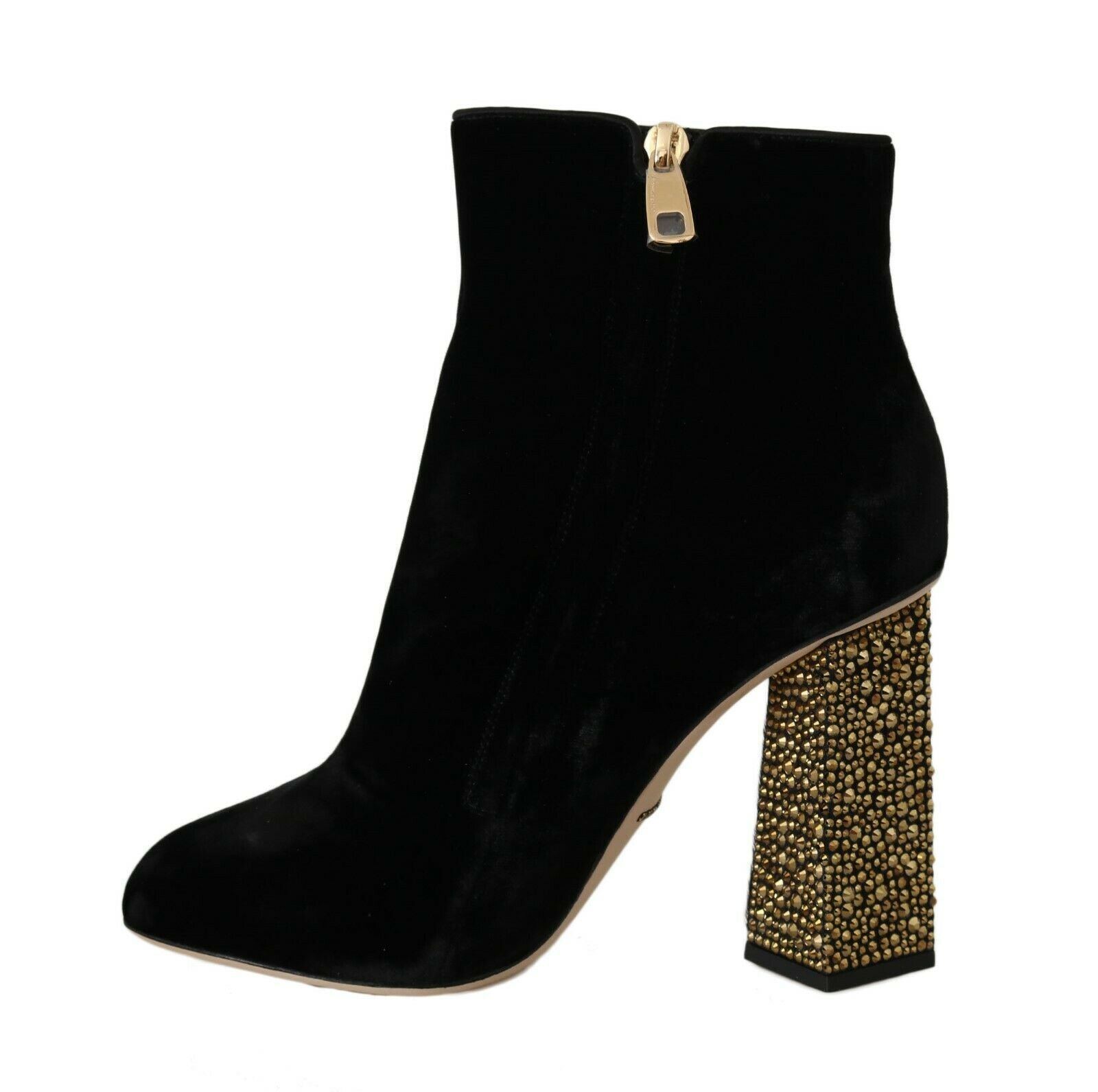Dolce & Gabbana Schwarze Samt-High-Heels mit Kristallen