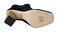 Dolce & Gabbana Schwarze Samt-High-Heels mit Kristallen