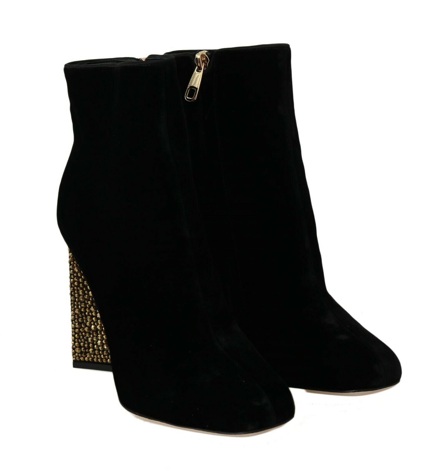 Dolce & Gabbana Schwarze Samt-High-Heels mit Kristallen