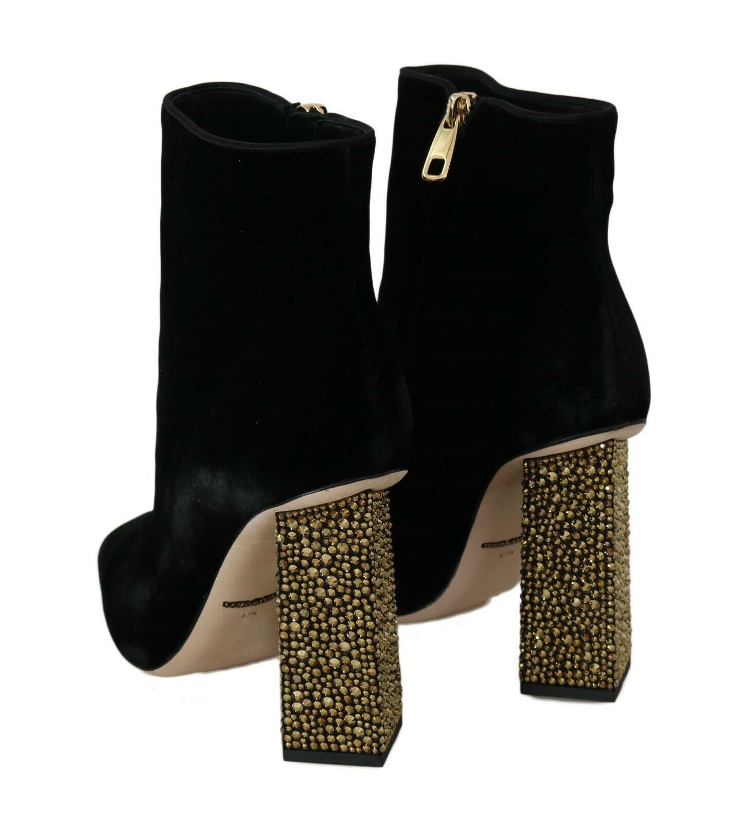 Dolce & Gabbana Schwarze Samt-High-Heels mit Kristallen