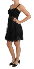 Dolce & Gabbana Black Silk Lace Dress Chemise Lingerie