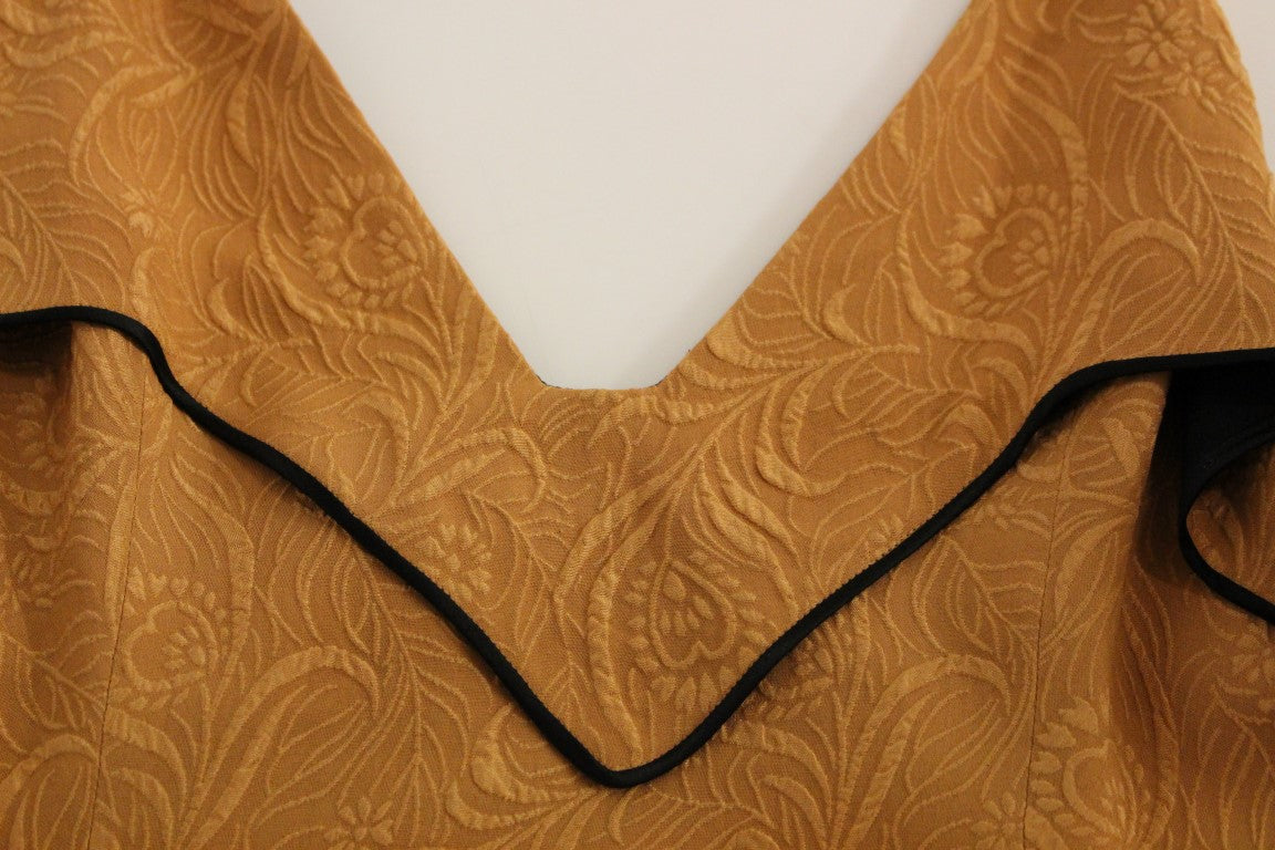 FILOS Schwarzes bronzefarbenes, ärmelloses Seiden-Etui-Kleid