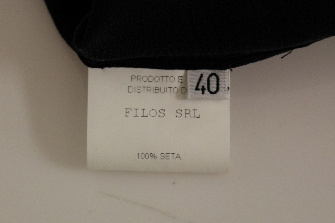 FILOS Schwarzes bronzefarbenes, ärmelloses Seiden-Etui-Kleid