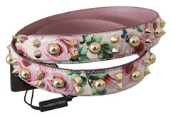 Dolce & Gabbana Roze Gebloemde Leren Schouderband met Studs