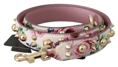 Dolce & Gabbana Roze Gebloemde Leren Schouderband met Studs