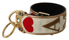 Dolce & Gabbana Gouden Wit Textiel Lederen AMORE Schouderriem