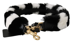 Dolce & Gabbana Zwart Wit Lapin Bont Accessoire Schouderband