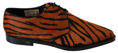 Dolce & Gabbana orangefarbene Ponyfell-Abendschuhe im Brogue-Stil
