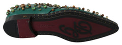 Dolce & Gabbana Grüne Leder Kristall Verzierte Barockschuhe