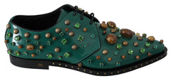 Dolce & Gabbana Grüne Leder Kristall Verzierte Barockschuhe
